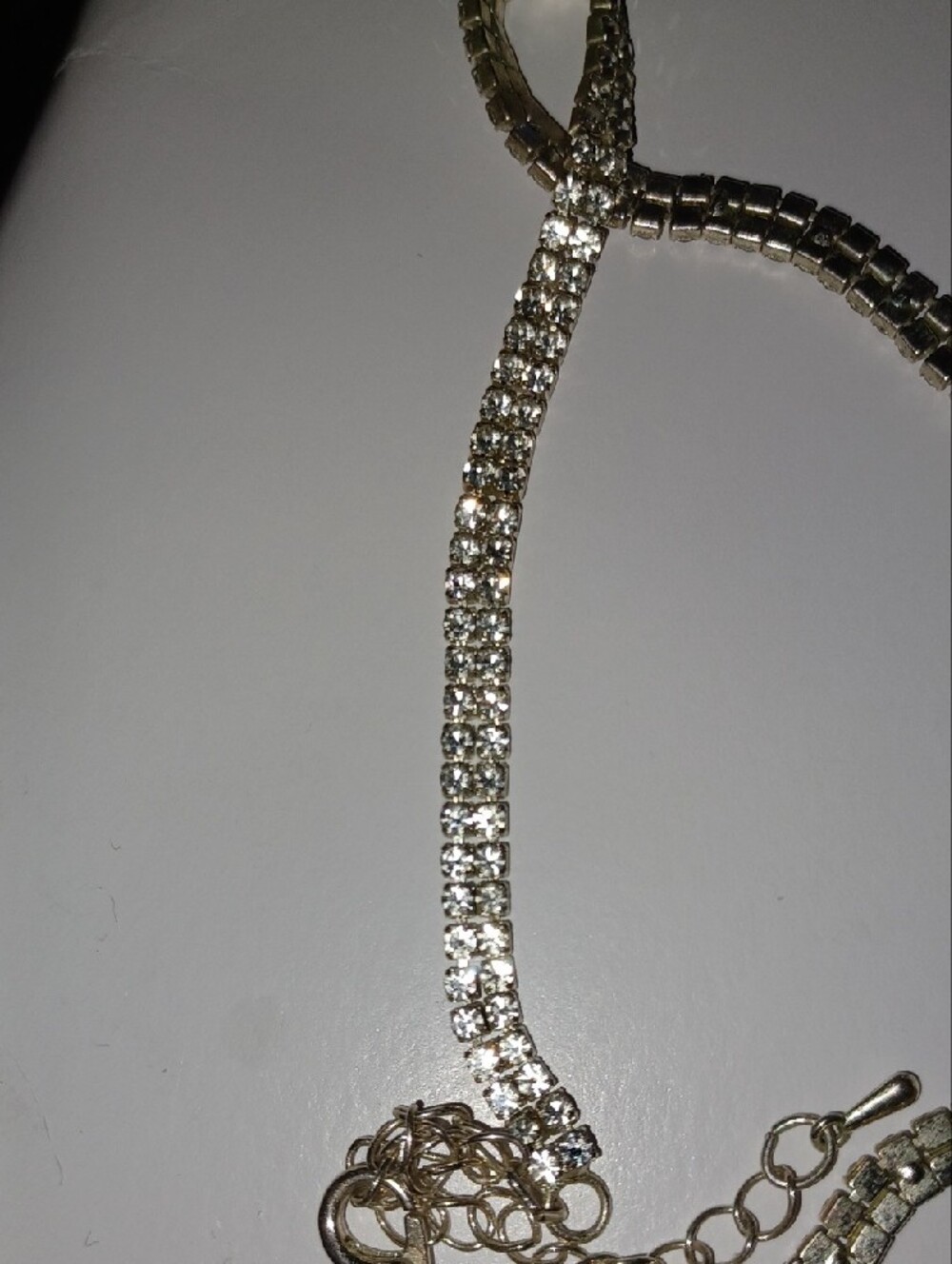 Source Unknown Silver Double-Row Rhinestone Necklace - Picture 4 of 4